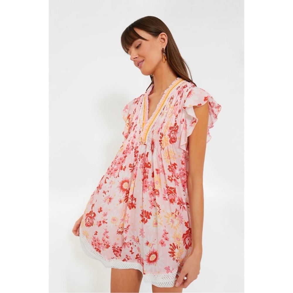 Poupette St Barth Sasha Mini Dress Pink Floral Boho Resort Vacation